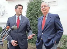  ?? PABLO MARTINEZ MONSIVAIS, AP ?? House Speaker Paul Ryan, R-Wis., left, and Senate Majority Leader Mitch McConnell, R-Ky., have a full roster.