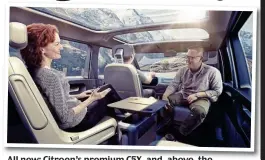  ?? ?? All new: Citroen’s premium C5X, and, above, the versatile interior of the VW 1D.Buzz campervan