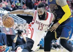 ?? AP ?? The Rockets’ James Harden, left, in action against the Cavaliers.