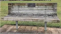  ??  ?? Bob Frankham, was buried at Hamilton Park Cemetery, but his family erected another monument to his memory: a park bench at the northern end of the Hamilton lake. The inscriptio­n reads: ‘‘Rest here and remember Robert Bruce (Bob) Frankham B.E.M. 1914-2006.