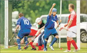  ?? Photo: Neil Paterson ?? CELEBRATIO­N: Kilmallie’s Liam Cameron celebrates scoring his team’s third goal in their 4- 0 National
Division win over Inverness at the Bught Park, Inverness, last Saturday