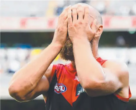  ?? Picture: GETTY ?? THE AGONY OF DEFEAT: Demon Max Gawn after losing the Round 1 thriller yesterday against Geelong.