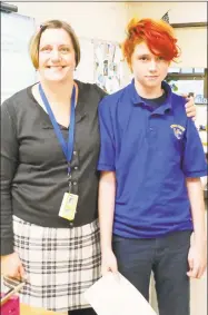  ?? Contribute­d photo ?? Vinal Technical High School October student of the month Connor Mitchell, right, is shown with teacher Brenda Graminski.