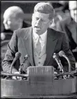  ?? AP FILE PHOTOS ?? U.S. President John F. Kennedy delivers his inaugural address on Jan. 20, 1961. An early recording hints at the orator he’d yet to become.