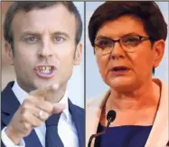  ?? (Photos AFP) ?? Entre Emmanuel Macron et Beata Szydlo le courant ne passe vraiment pas...