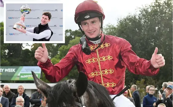  ??  ?? Killarney jockey Oisin Murphy who was crowned champion Flat jockey at the weekend after an incredible season in the saddle