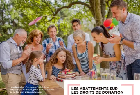  ??  ?? L’anniversai­re d’un enfant, celui de sa majorité par exemple, peut être l’occasion de lui faire un présent d’usage.