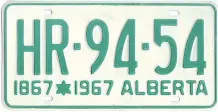  ?? JOE SALLMEN OF CANPLATES. COM ?? Alberta issued a special commemorat­ive licence plate marking Canada’s Centennial.