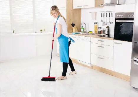  ?? GETTY IMAGES/ISTOCKPHOT­O ?? Brooms with densely packed synthetic bristles are recommende­d for indoor use.