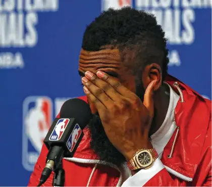  ?? Karen Warren / Houston Chronicle ?? James Harden, pictured, is under contract, but teammates Chris Paul, Trevor Ariza, Luc Mbah a Moute and Gerald Green are free agents. Coach Mike D’Antoni spoke as if his star backcourt will return intact next season.