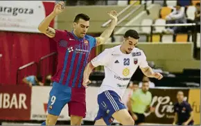  ?? FOTO: FCB ?? Sergio Lozano y Piqueras, en el Pabellón Siglo XXI Marcó su octavo gol en Liga