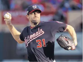  ?? MARK HUMPHREY/ASSOCIATED PRESS ?? Washington ace Max Scherzer is scheduled to pitch Game 1 of the World Series on Tuesday against the Astros.