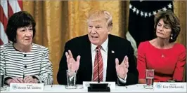  ?? MICHAEL REYNOLDS/EPA ?? Sens. Susan Collins, left, and Lisa Murkowski urged President Donald Trump on Sunday not to sabotage Obamacare. He courted their votes at a June meeting at the White House.