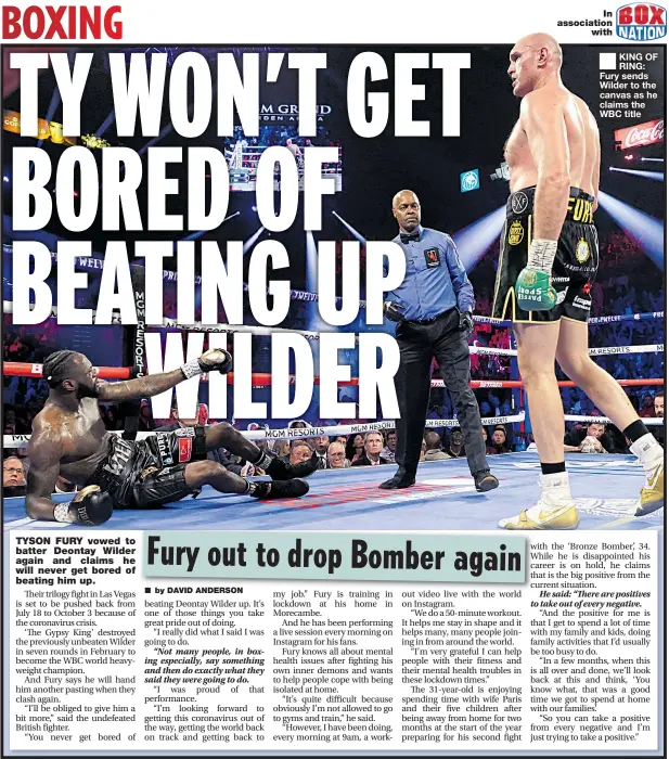  ??  ?? KING OF RING: Fury sends Wilder to the canvas as he claims the WBC title