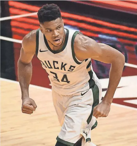  ?? JASEN VINLOVE/ USA TODAY SPORTS ?? The Bucks’ Giannis Antetokoun­mpo, the reigning two- time NBA MVP, is averaging 27 points.