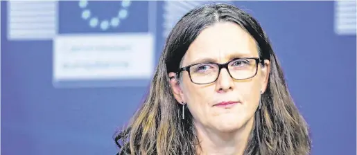  ?? PHOTO: AFP ?? Done deal: European Trade Commission­er Cecilia Malmstrom has concluded negotiatio­ns that have taken almost 20 years