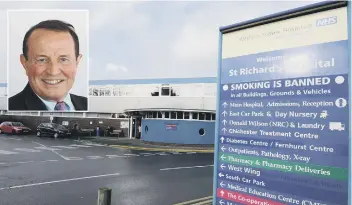  ??  ?? The idea of getting radiothera­py equipment at St Richard’s has been supported but there has not been much progress. Councillor James Walsh, inset, wants a commitment that it is going to happen