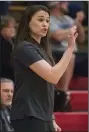  ?? (NWA Democrat-Gazette/ Ben Goff) ?? Conway Coach Ashley Hutchcraft has three returning starters this season, but there are aspects of the team she said that need to be shored up.