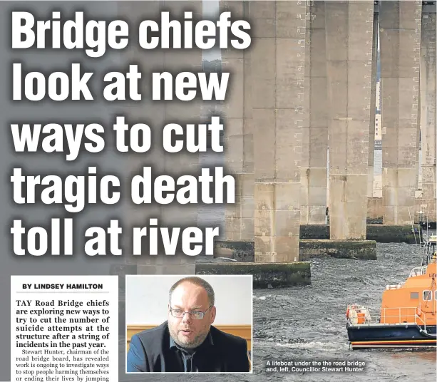  ??  ?? A lifeboat under the the road bridge and, left, Councillor Stewart Hunter.