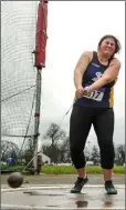  ??  ?? Amy Forde of St. Killian’s en route to claiming third in the hammer in Templemore on Sunday.