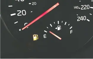  ?? ISTOCK.COM VIA GETTY IMAGES ?? When your gas gauge looks like this, it’s time to fill up so you don’t end up stranded on the side of the road, or worse, in traffic with cars buzzing around you, writes Lorraine Sommerfeld.