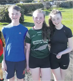  ??  ?? ACTIVE TRIO: Darragh, Bronagh and Ciara McGee, above, and keeping her balance, left, is Eimer Messenger.
