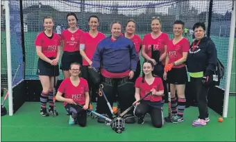  ?? ?? The somewhat reduced team of Arran hockey ladies who took part in the season finale against Clydesdale Western VI.