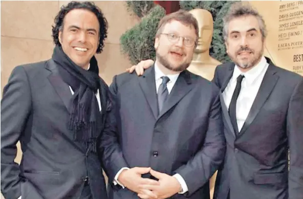  ?? FOTO: ARCHIVO. ?? Alejandro González Iñárritu (51), Guillermo del Toro (50) y Alfonso Cuarón (53), coincidier­on en la entrega de los Oscar en 2007.