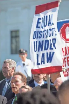  ?? JACK GRUBER, USA TODAY ?? Arnold Schwarzene­gger, the former Republican governor of California, was present outside the Supreme Court on Tuesday.