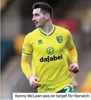  ??  ?? Kenny McLean was on target for Norwich