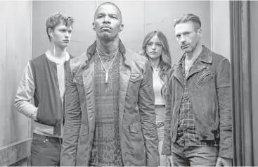  ?? Sony / Tri Star ?? Ansel Elgort, from left, Jamie Foxx, Eiza Gonzalez and Jon Hamm star in “Baby Driver.”