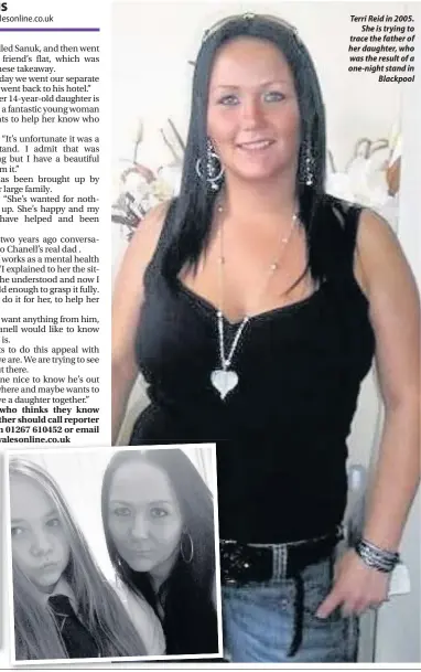  ??  ?? Terri Reid in 2005. She is trying to trace the father of her daughter, who was the result of a one-night stand in Blackpool