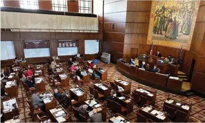  ?? Photograph: Andrew Selsky/AP ?? The Oregon senate is seen in session at the state capitol in Salem, Oregon, on Thursday.