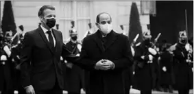  ??  ?? French President Emmanuel Macron welcomes Egyptian President Abdel Fattah al-Sisi at the Elysee Palace in Paris during his official visit to France. (Photo: Yahoo News)