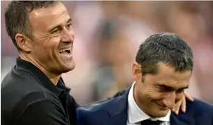  ?? AP ?? Luis Enrique (left) with Bilbao’s manager Ernesto Valverde. —
