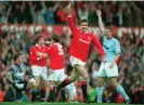  ?? ?? Manchester United dominated the Premier League in the 1990s but they never racked up 100 points or goals. Photograph: Colorsport/Shuttersto­ck