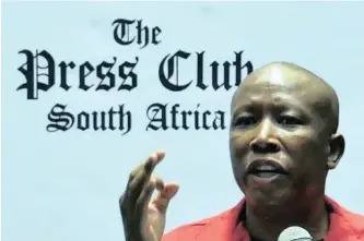  ?? | IAN LANDSBERG ?? EFF leader Julius Malema spoke at the Press Club of South Africa gathering held at the Westin Hotel in Cape Town. African News Agency (ANA)