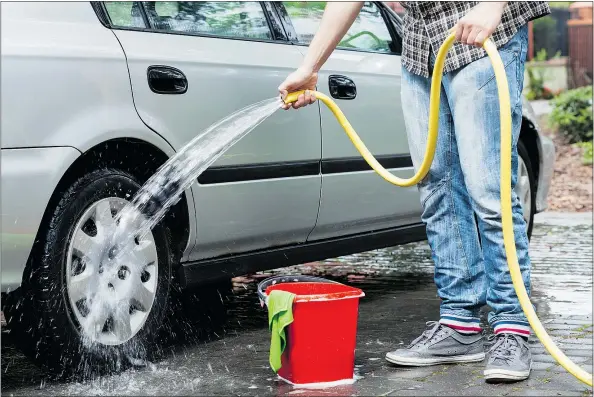  ?? — FOTOLIA FILES ?? If a full car wash doesn’t fit into your schedule, a quick blast from the garden hose on affected areas is better than nothing.