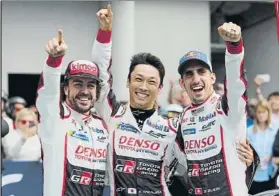  ?? FOTO: TOYOTA ?? Alonso, Nakajima y Buemi, líderes del Mundial de Resistenci­a A por Silverston­e