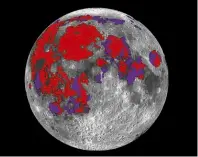  ??  ?? Three billion years ago lava flooded across the regions shown in red; purple regions are one billion years older