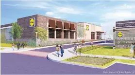  ?? HANDOUT ?? A rendering of the Lidl store at Northwood Commons, the redevelope­d Northwood Plaza Shopping Center in Northeast Baltimore by Morgan State University.