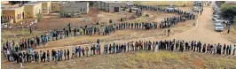  ?? Picture: SIMPHIWE NKWALI ?? SHRINKING QUEUES: Voters stand in line this week outside a polling station in Wonderkop, Marikana. Millions of South Africans, however, did not bother to vote