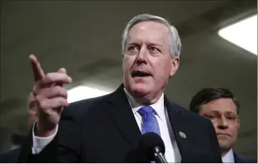 ?? PHOTOS BY PATRICK SEMANSKY — THE ASSOCIATED PRESS ?? Rep. Mark Meadows, R-N.C., becomes President Donald Trump’s fourth chief of staff since he took office in 2017.