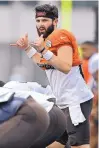  ?? DAVID DERMER/ASSOCIATED PRESS ?? Top overall draft choice Baker Mayfield is expected to play two quarters tonight when the Browns open preseason play vs. the Giants.