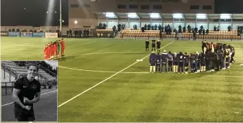  ?? ?? Arbour Park fell silent on Tuesday as players linked arms to remember young footballer Christian Rowe, pictured inset. Inset picture by Jack Cleevely.