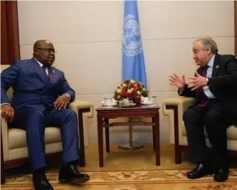  ??  ?? President Félix Tshisekedi and Secretary-General of the United Nations António Guterres