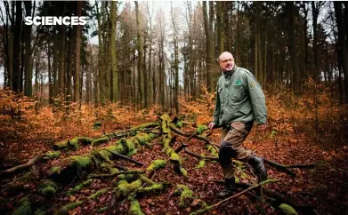  ??  ?? Promenons-nous dans les bois. Peter Wohlleben dans la forêt de Hümmel, dans la région de l’Eifel, en Allemagne.