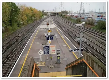  ?? NIGEL THOMPSON. ?? Although Millbrook station opened in 1861, for some reason Bradshaw’s guide omits any mention of it. The station originally had two facing platforms - the left-hand platform in this picture with the other platform facing it across the two tracks to the left.