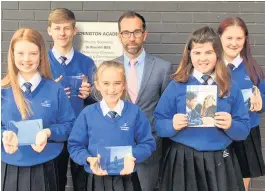  ??  ?? Accrington Academy principal Andy O’Brien with, from left, Chloe Whittle, Harrison Heys, Emily Rolfe, Ellison Curtis and Madison Lonsdale with their Best in Everyone Awards