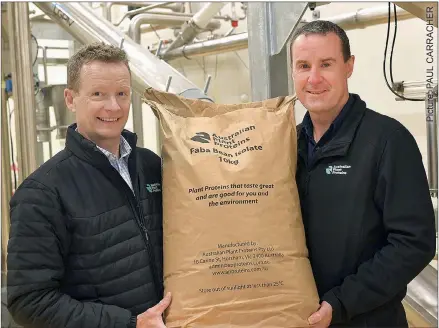  ??  ?? OFF THE LINE: EAT Group and Australian Plant Protein directors and founders Brendan Mckeegan, left, and Phil Mcfarlane.